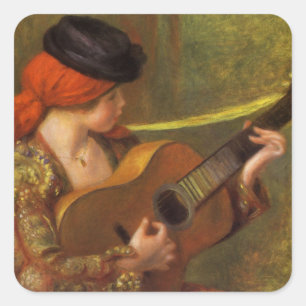 Sticker Carré Jeune femme espagnole avec une guitare de Pierre R