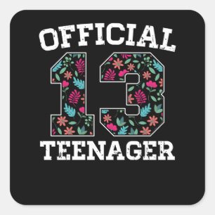 Sticker Carré Jeune fille 13e anniversaire officiel