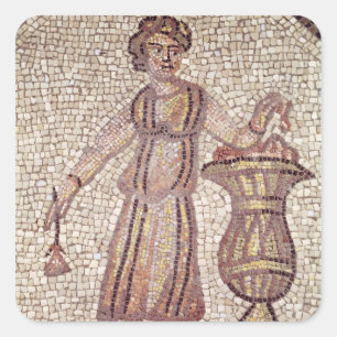 Sticker Carré Jeune fille avec des fleurs