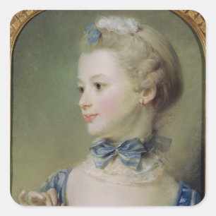 Sticker Carré Jeune fille avec un chat