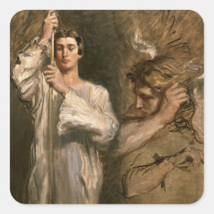 Sticker Carré Jeune homme tenant une croix