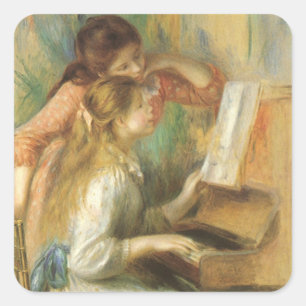 Sticker Carré Jeunes filles au piano par Pierre Renoir
