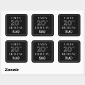 Sticker Carré JEUX 20E ANNIVERSAIRE ; Style Art Déco ; Nom perso (Feuille)