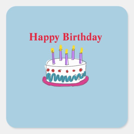 STICKER CARRÉ JEUX GÂTEAU D'ANNIVERSAIRE (Devant)