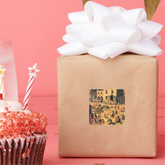 Sticker Carré Jeux pour enfants, peinture artistique, (Fête)