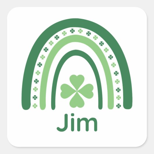Sticker Carré Jim Nom Clover Boho Rainbow (Devant)