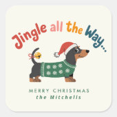 Sticker Carré Jingle All the Way – Cute Holiday Pet Gift & Mail (Devant)