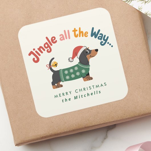 Sticker Carré Jingle All the Way – Cute Holiday Pet Gift & Mail
