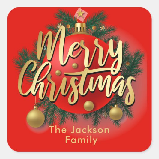 Sticker Carré Jingle Bells hiver Feu de neige Noël (Devant)