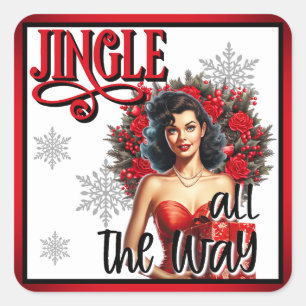 Sticker Carré Jingle tout le chemin Pinup Vintage
