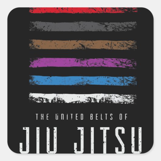 Sticker Carré Jiu Jitsu Design Ceintures unifiées Jiu Jitsu avec (Devant)
