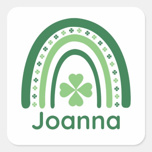 Sticker Carré Joanna Nom Clover Boho Rainbow (Devant)