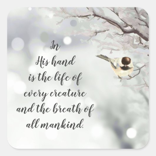 Sticker Carré Job 12:10 Écriture Vie de chaque créature (Devant)