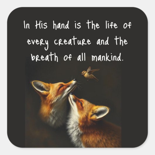 Sticker Carré Job 12:10 Écriture Vie de chaque créature (Devant)