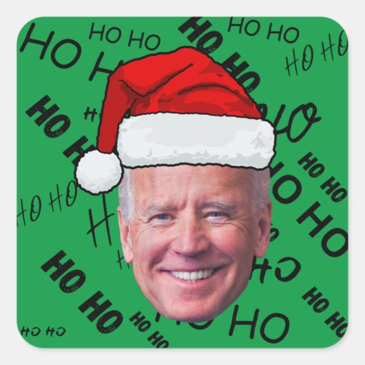 Sticker Carré Joe Biden Funny Green Ho Ho Noël (Devant)