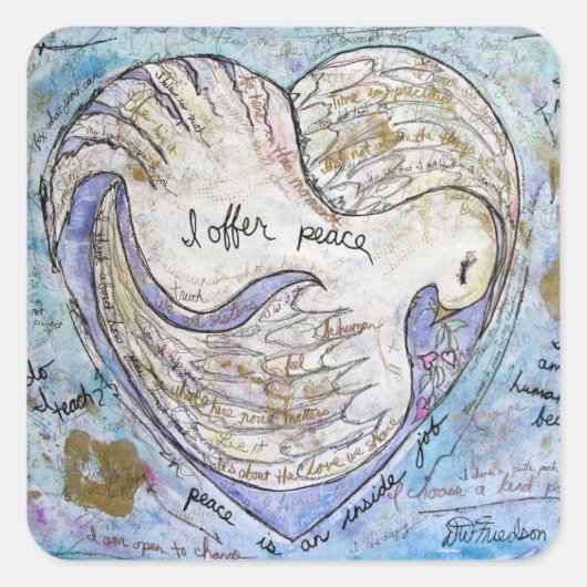 Sticker Carré J'offre la paix (Devant)
