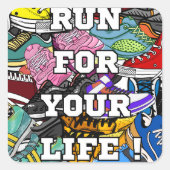 Sticker Carré Jogger du coureur d'art pop gras (Devant)