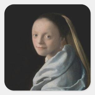 Sticker Carré Johannes Vermeer - Étude d'une jeune femme