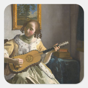 Sticker Carré Johannes Vermeer - Guitare