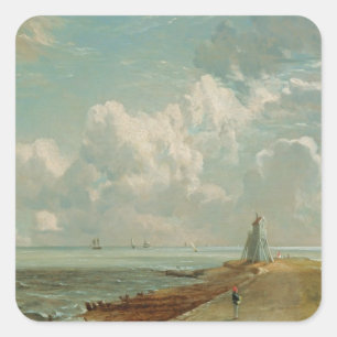 Sticker Carré John Constable   Harwich, Low Lighthouse and B