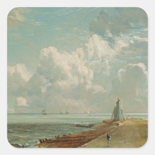 Sticker Carré John Constable | Harwich, Low Lighthouse and B (Devant)