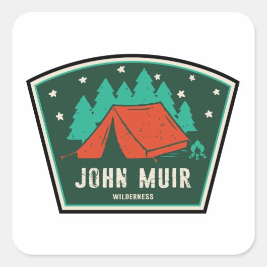 Sticker Carré John Muir Wilderness California Camping (Devant)