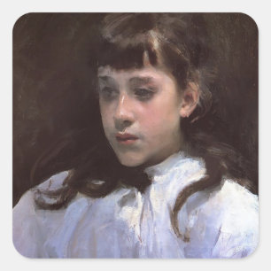 Sticker Carré John Sargent-Young Girl with White Muslin Blouse