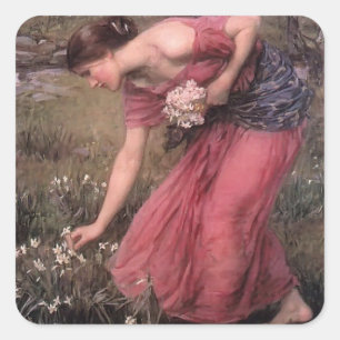 Sticker Carré John William Waterhouse - Narcissus