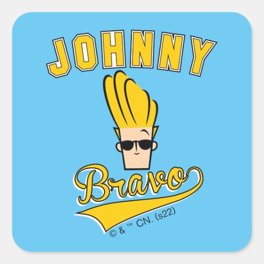 Sticker Carré Johnny Bravo Collegiate Graphic (Devant)