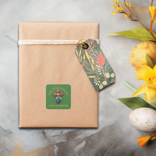 Sticker Carré Joie, amour et paix Joyeux Pâques  