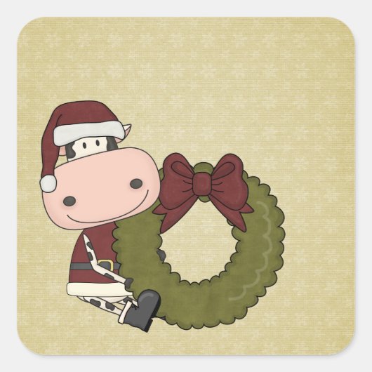 Sticker Carré Joie de Noël - Vache (Devant)