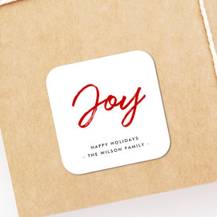 Sticker Carré Joie moderne rouge et blanc vacances