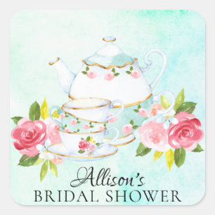 Sticker Carré Joint nuptiale floral d'enveloppe de thé