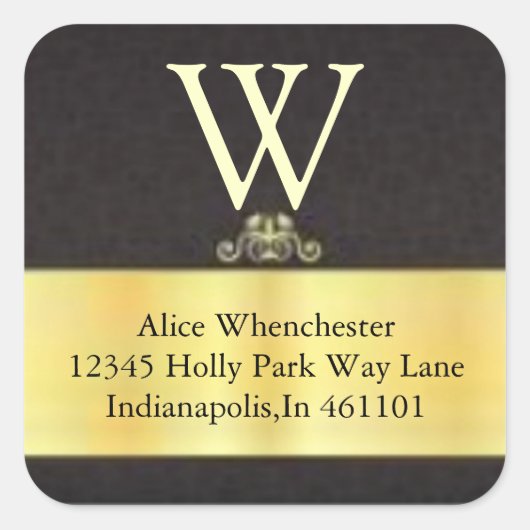 Sticker Carré Joints Monogram Gold et enveloppe noire (Devant)