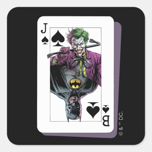 Sticker Carré Joker and Batman Spade Playing Card Illustration (Devant)