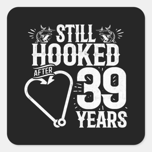 Sticker Carré Joli 39e Anniversaire de Mariage pour les Couples (Devant)