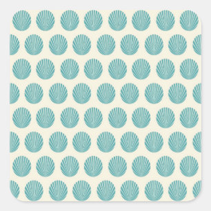 Sticker Carré Joli Aqua Turquoise Blue Shell Beach Motif Cadeaux