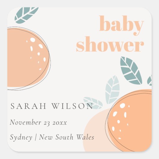 Sticker Carré Joli Baby shower Abstrait orange Fruity Bold (Devant)
