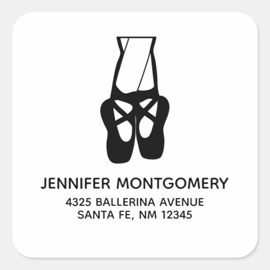 Sticker Carré Joli Ballet Dancer Jambes & Chaussons Adresse (Devant)