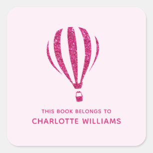 Sticker Carré Joli ballon rose pailleté chaud Retour à l'école E