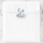Sticker Carré Joli bleu Teddy Bear 1er Anniversaire Enveloppe Sc (Sac)