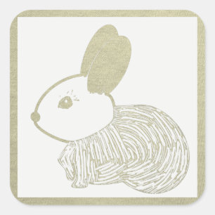 Sticker Carré Joli Bunny de coupe de bois