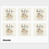 Sticker Carré Joli Cerf Aquarellé Posé En Bas Boho (Feuille)