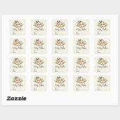 Sticker Carré Joli Cerf Aquarellé Pose En Bas Boho Noël (Feuille)