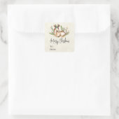 Sticker Carré Joli Cerf Aquarellé Pose En Bas Boho Noël (Sac)