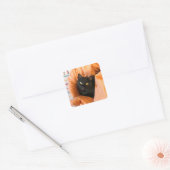 Sticker Carré Joli Chat Noir (Enveloppe)