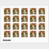 Sticker Carré Joli Chatons Regardant D'un Pot (Feuille)