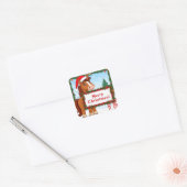 Sticker Carré Joli cheval de Noël (Enveloppe)