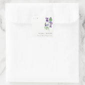 Sticker Carré Joli Chic Monogram Violet Floral Bunal Mariage (Sac)