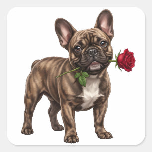 Sticker Carré Joli chien Bouledogue Français